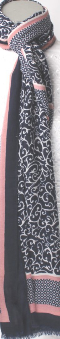 Soft brushed winter printed scarf navy Style: SC/4263NAV image 0